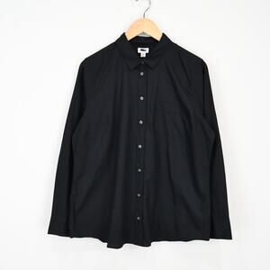 J.Crew Factory Button Up Cotton Poplin Shirt Signature Fit Black Size XL NWT